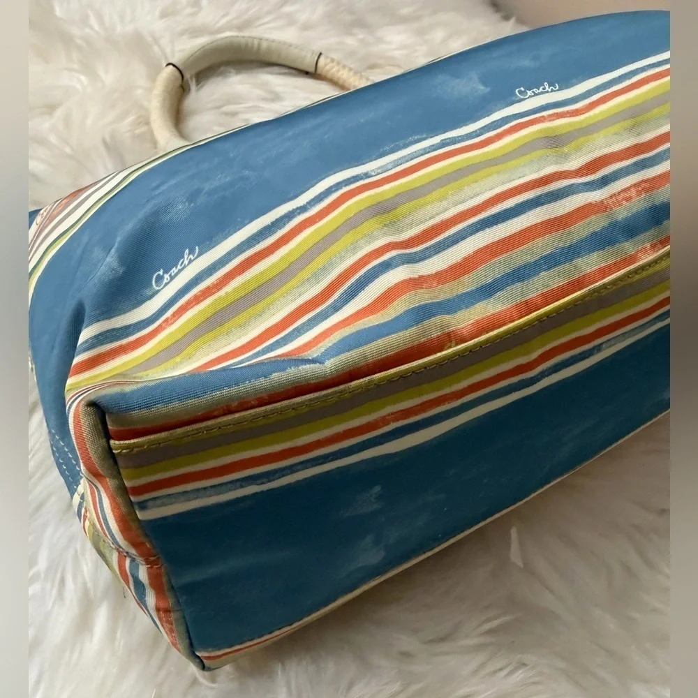 Coach Multicolor Striped Tote Bag